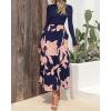 imageBTFBM Womens Floral Maxi Dress 2025 Spring Fall Casual Crewneck Long Sleeve Ruffle Flowy Cocktail Wedding Guest DressesPink Floral Navy