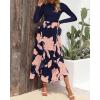 imageBTFBM Womens Floral Maxi Dress 2025 Spring Fall Casual Crewneck Long Sleeve Ruffle Flowy Cocktail Wedding Guest DressesPink Floral Navy