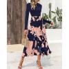 imageBTFBM Womens Floral Maxi Dress 2025 Spring Fall Casual Crewneck Long Sleeve Ruffle Flowy Cocktail Wedding Guest DressesPink Floral Navy