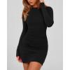 imageBTFBM Womens Spring Fashion 2025 Long Sleeve Boat Neck Mini Dress Slim Fit Party Club Short Tight Basic Bodycon DressesBlack