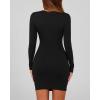 imageBTFBM Womens Spring Fashion 2025 Long Sleeve Boat Neck Mini Dress Slim Fit Party Club Short Tight Basic Bodycon DressesBlack