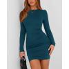 imageBTFBM Womens Spring Fashion 2025 Long Sleeve Boat Neck Mini Dress Slim Fit Party Club Short Tight Basic Bodycon DressesDark Blue