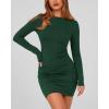 imageBTFBM Womens Spring Fashion 2025 Long Sleeve Boat Neck Mini Dress Slim Fit Party Club Short Tight Basic Bodycon DressesDark Green