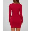 imageBTFBM Womens Spring Fashion 2025 Long Sleeve Boat Neck Mini Dress Slim Fit Party Club Short Tight Basic Bodycon DressesRed