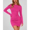 imageBTFBM Womens Spring Fashion 2025 Long Sleeve Boat Neck Mini Dress Slim Fit Party Club Short Tight Basic Bodycon DressesRose Red