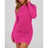 imageBTFBM Womens Spring Fashion 2025 Long Sleeve Boat Neck Mini Dress Slim Fit Party Club Short Tight Basic Bodycon DressesRose Red