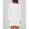 imageBTFBM Womens Spring Fashion 2025 Long Sleeve Boat Neck Mini Dress Slim Fit Party Club Short Tight Basic Bodycon DressesWhite