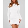 imageBTFBM Womens Spring Fashion 2025 Long Sleeve Boat Neck Mini Dress Slim Fit Party Club Short Tight Basic Bodycon DressesWhite