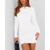 imageBTFBM Womens Spring Fashion 2025 Long Sleeve Boat Neck Mini Dress Slim Fit Party Club Short Tight Basic Bodycon DressesWhite