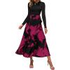imageBTFBM Womens Floral Maxi Dress 2025 Spring Fall Casual Crewneck Long Sleeve Ruffle Flowy Cocktail Wedding Guest DressesBig Floral Purple Red