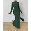 imageBTFBM Women Bodycon Maxi Dress Long Sleeve Back Slit Ruched Elegant Party Cocktail Formal Fall Wedding Guest DressesArmy Green