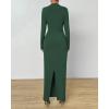 imageBTFBM Women Bodycon Maxi Dress Long Sleeve Back Slit Ruched Elegant Party Cocktail Formal Fall Wedding Guest DressesArmy Green