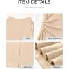 imageBTFBM Women Bodycon Maxi Dress Long Sleeve Back Slit Ruched Elegant Party Cocktail Formal Fall Wedding Guest DressesBeige