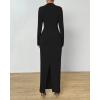imageBTFBM Women Bodycon Maxi Dress Long Sleeve Back Slit Ruched Elegant Party Cocktail Formal Fall Wedding Guest DressesBlack