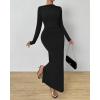 imageBTFBM Women Bodycon Maxi Dress Long Sleeve Back Slit Ruched Elegant Party Cocktail Formal Fall Wedding Guest DressesBlack