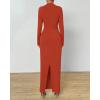 imageBTFBM Women Bodycon Maxi Dress Long Sleeve Back Slit Ruched Elegant Party Cocktail Formal Fall Wedding Guest DressesBrick Red