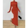 imageBTFBM Women Bodycon Maxi Dress Long Sleeve Back Slit Ruched Elegant Party Cocktail Formal Fall Wedding Guest DressesBrick Red