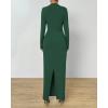 imageBTFBM Women Bodycon Maxi Dress Long Sleeve Back Slit Ruched Elegant Party Cocktail Formal Fall Wedding Guest DressesDark Green