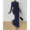 imageBTFBM Women Bodycon Maxi Dress Long Sleeve Back Slit Ruched Elegant Party Cocktail Formal Fall Wedding Guest DressesNavy
