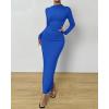 imageBTFBM Women Bodycon Maxi Dress Long Sleeve Back Slit Ruched Elegant Party Cocktail Formal Fall Wedding Guest DressesRoyal Blue