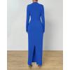 imageBTFBM Women Bodycon Maxi Dress Long Sleeve Back Slit Ruched Elegant Party Cocktail Formal Fall Wedding Guest DressesRoyal Blue