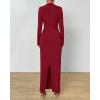 imageBTFBM Women Bodycon Maxi Dress Long Sleeve Back Slit Ruched Elegant Party Cocktail Formal Fall Wedding Guest DressesWine Red