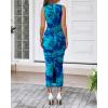 imageBTFBM Women Bodycon Maxi Dresses 2025 Summer Sleeveless Floral Ruched Slit Mesh Party Cocktail Wedding Guest Tank DressFloral Lake Blue