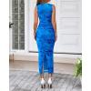 imageBTFBM Women Bodycon Maxi Dresses 2025 Summer Sleeveless Floral Ruched Slit Mesh Party Cocktail Wedding Guest Tank DressFloral Light Blue