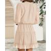 imageBTFBM Women Casual Summer Spring Dresses 2025 Tie Neck Long Sleeve High Waist Tiered Ruffle Aline Swing Tunic Mini DressDot Apricot