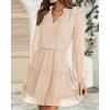 imageBTFBM Women Casual Summer Spring Dresses 2025 Tie Neck Long Sleeve High Waist Tiered Ruffle Aline Swing Tunic Mini DressDot Apricot