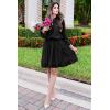 imageBTFBM Women Casual Summer Spring Dresses 2025 Tie Neck Long Sleeve High Waist Tiered Ruffle Aline Swing Tunic Mini DressDot Black