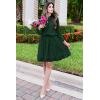 imageBTFBM Women Casual Summer Spring Dresses 2025 Tie Neck Long Sleeve High Waist Tiered Ruffle Aline Swing Tunic Mini DressDot Dark Green