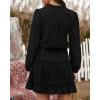 imageBTFBM Women Casual Summer Spring Dresses 2025 Tie Neck Long Sleeve High Waist Tiered Ruffle Aline Swing Tunic Mini DressLong Sleeve Black