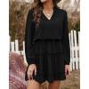 imageBTFBM Women Casual Summer Spring Dresses 2025 Tie Neck Long Sleeve High Waist Tiered Ruffle Aline Swing Tunic Mini DressLong Sleeve Black