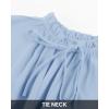 imageBTFBM Women Casual Summer Spring Dresses 2025 Tie Neck Long Sleeve High Waist Tiered Ruffle Aline Swing Tunic Mini DressLong Sleeve Light Blue