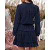 imageBTFBM Women Casual Summer Spring Dresses 2025 Tie Neck Long Sleeve High Waist Tiered Ruffle Aline Swing Tunic Mini DressLong Sleeve Navy