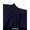 imageBTFBM Women Casual Summer Spring Dresses 2025 Tie Neck Long Sleeve High Waist Tiered Ruffle Aline Swing Tunic Mini DressLong Sleeve Navy