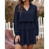 imageBTFBM Women Casual Summer Spring Dresses 2025 Tie Neck Long Sleeve High Waist Tiered Ruffle Aline Swing Tunic Mini DressLong Sleeve Navy