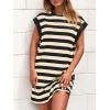 imageBTFBM Womens 2025 Summer Striped T Shirt Dress Loose Cap Sleeve Crew Neck Casual Beach Fashion Short Dresses PocketsBlack