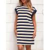 imageBTFBM Womens 2025 Summer Striped T Shirt Dress Loose Cap Sleeve Crew Neck Casual Beach Fashion Short Dresses PocketsNavy