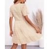 imageBTFBM Womens Beach Vacation Dress V Neck Short Sleeve Smocked Swiss Dot Casual Ruffle Mini Spring Summer Dresses 2025Swiss Dot Apricot
