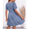 imageBTFBM Womens Beach Vacation Dress V Neck Short Sleeve Smocked Swiss Dot Casual Ruffle Mini Spring Summer Dresses 2025Swiss Dot Grey Blue