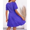 imageBTFBM Womens Beach Vacation Dress V Neck Short Sleeve Smocked Swiss Dot Casual Ruffle Mini Spring Summer Dresses 2025Swiss Dot Royal Blue