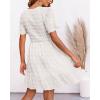 imageBTFBM Womens Beach Vacation Dress V Neck Short Sleeve Smocked Swiss Dot Casual Ruffle Mini Spring Summer Dresses 2025Swiss Dot White