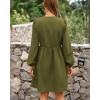 imageBTFBM Womens Casual Short Dress 2025 Bow Tie Front Puff Long Sleeve Button A Line Cute Y2K Going Out Dresses PocketsArmy Green