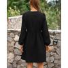 imageBTFBM Womens Casual Short Dress 2025 Bow Tie Front Puff Long Sleeve Button A Line Cute Y2K Going Out Dresses PocketsBlack