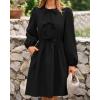 imageBTFBM Womens Casual Short Dress 2025 Bow Tie Front Puff Long Sleeve Button A Line Cute Y2K Going Out Dresses PocketsBlack