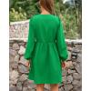 imageBTFBM Womens Casual Short Dress 2025 Bow Tie Front Puff Long Sleeve Button A Line Cute Y2K Going Out Dresses PocketsGreen