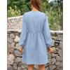 imageBTFBM Womens Casual Short Dress 2025 Bow Tie Front Puff Long Sleeve Button A Line Cute Y2K Going Out Dresses PocketsLight Blue