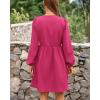 imageBTFBM Womens Casual Short Dress 2025 Bow Tie Front Puff Long Sleeve Button A Line Cute Y2K Going Out Dresses PocketsRose Red